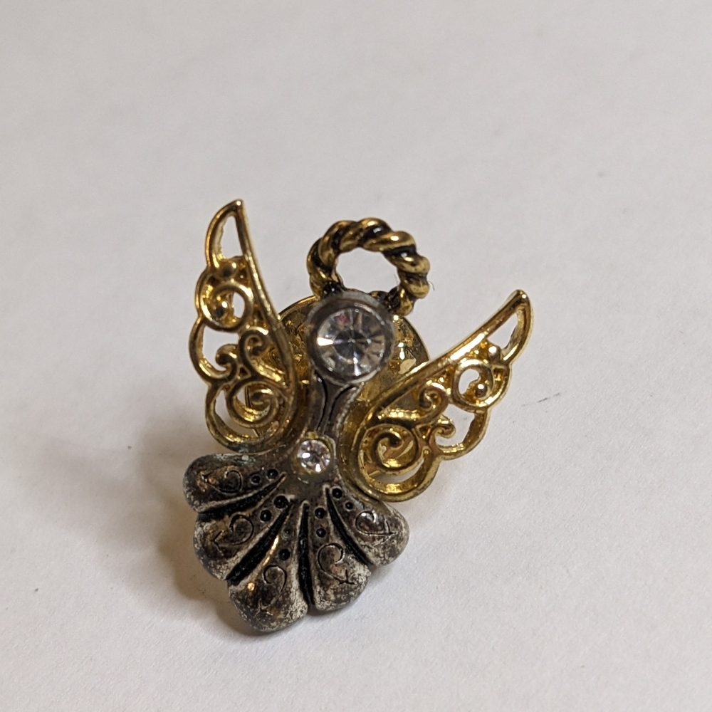 Vintage Crystal Angel Gold tone & Silver Tone Pin with Gift Box For Grandma - Picture 4 of 4